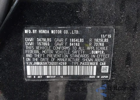 2016 Honda Fit Ex z USA, uszkodzony, nr VIN JHMGK5H73GX014269